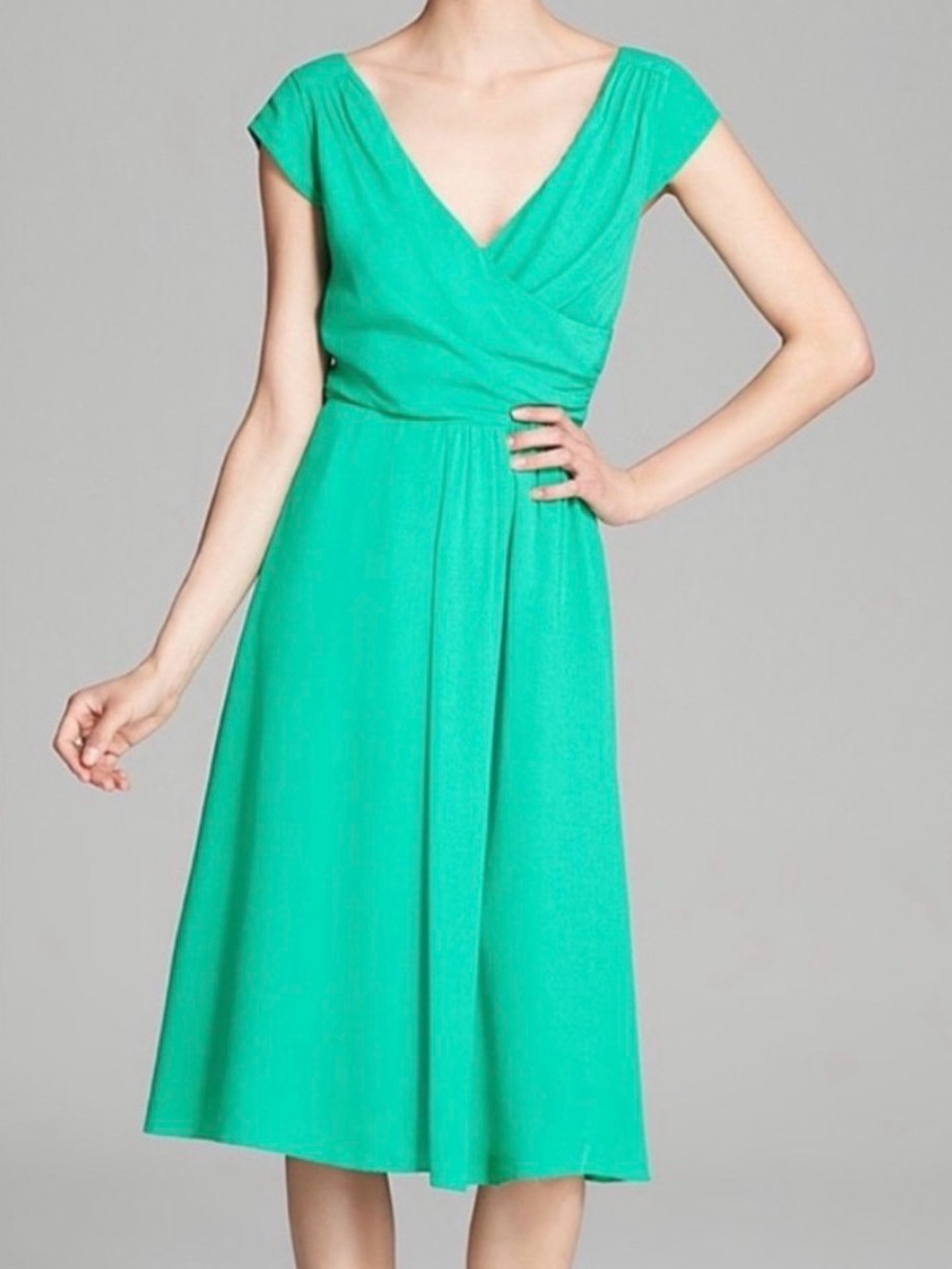 Kate Spade Simply Cinema Lucia Crepe Midi Dress in Kelly Green, Size 8